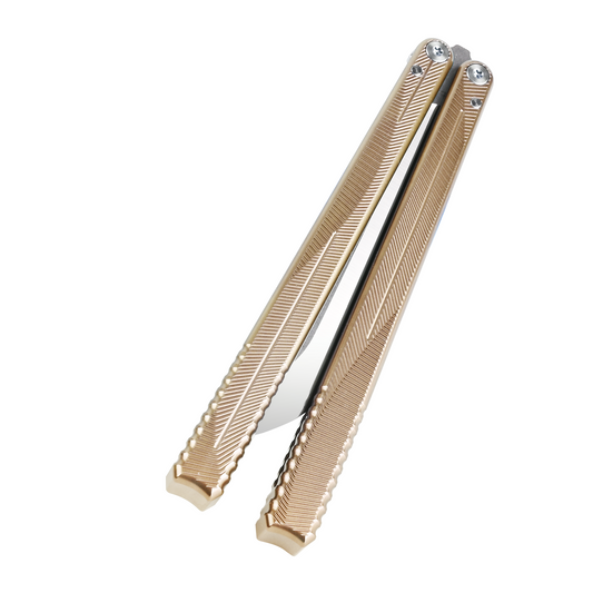 Nabalils Hydra Butterfly Knife Balisong Trainer Dull Blade-Gold-Closed