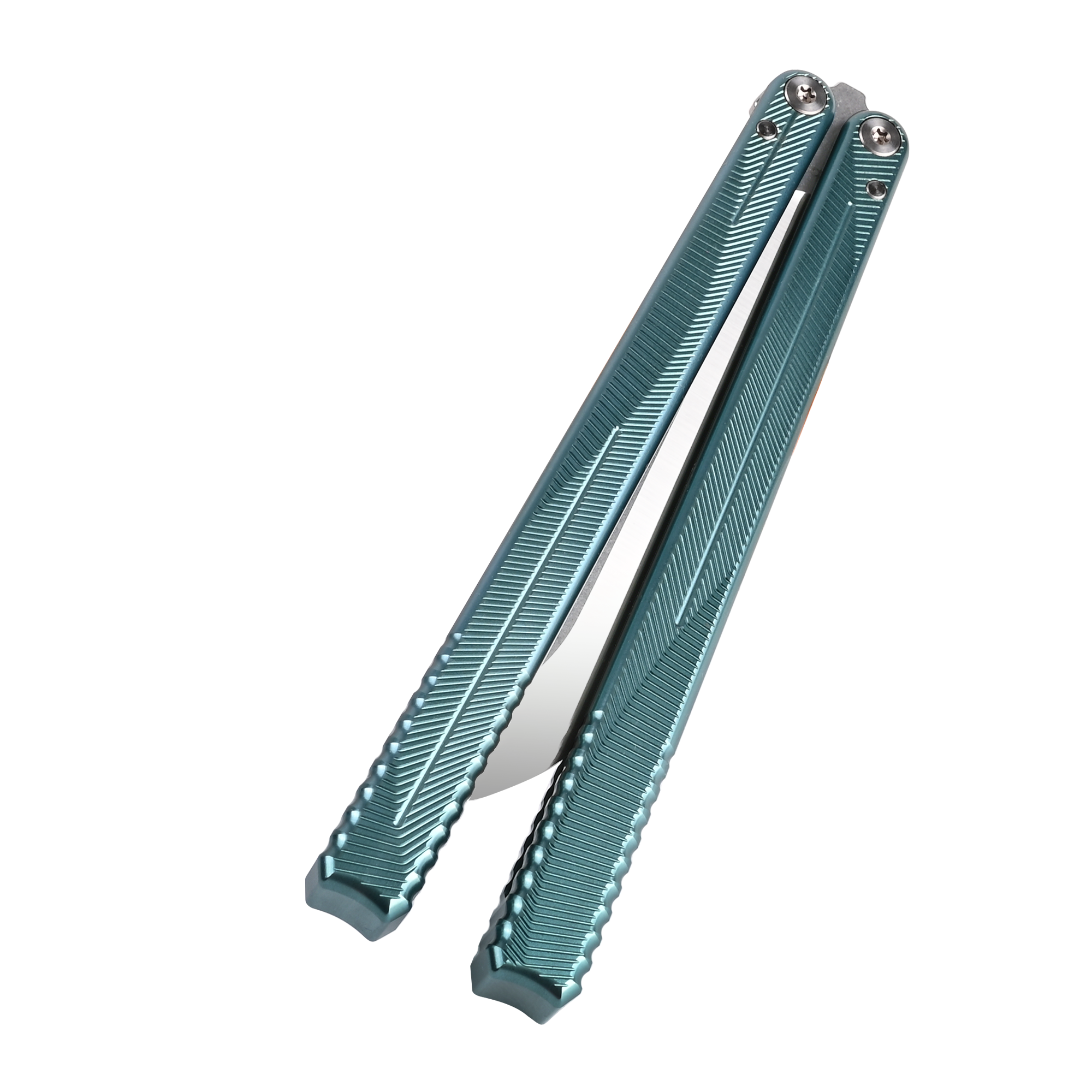 Nabalils Hydra Butterfly Knife Balisong Trainer Dull Blade-Teal-Closed-1