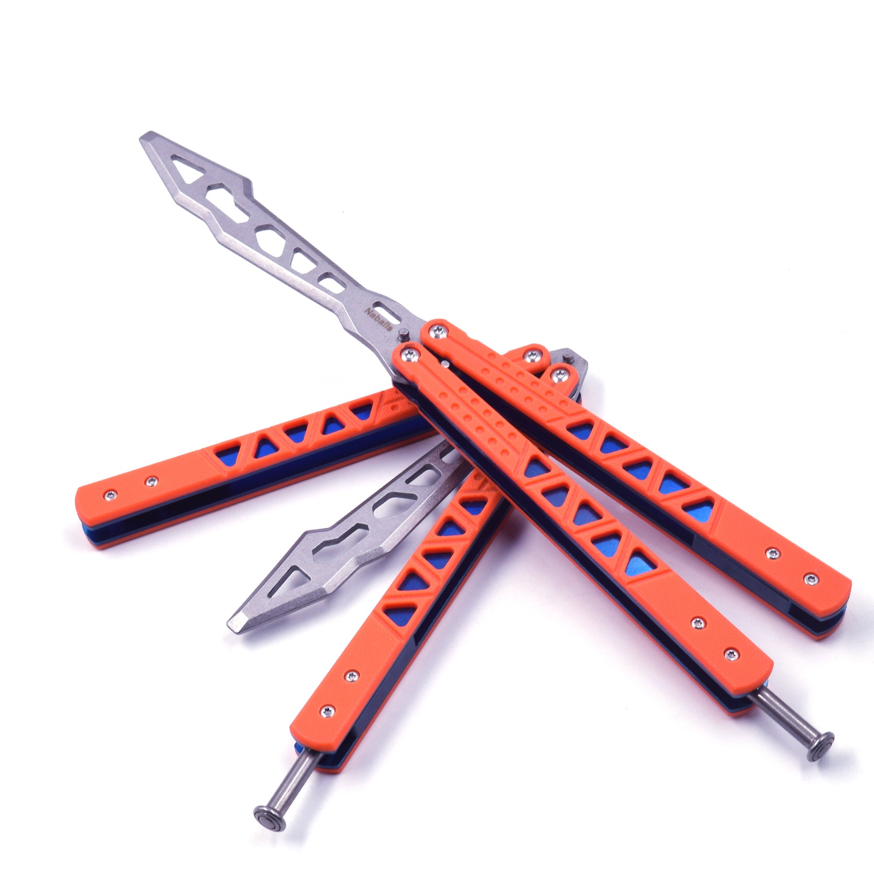 Nabalis G10 Balisong Butterfly Knife Trainer-Lightweight-Orange-Opne and Closed