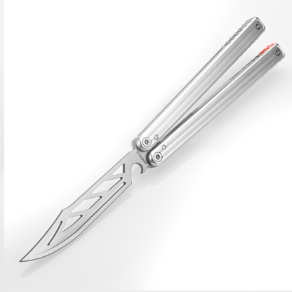 Nabalis butterfly knife balisong trainer-The Marble- Silver