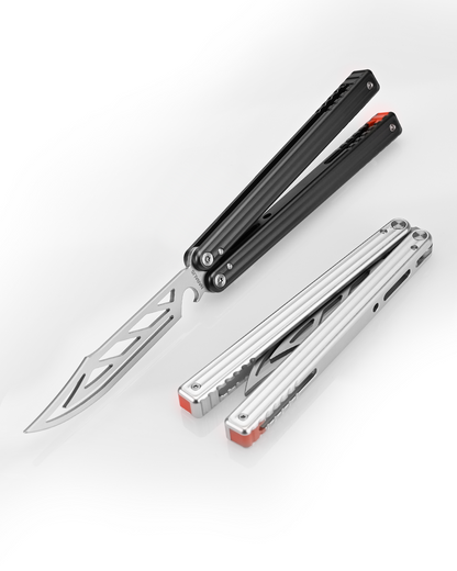Nabalis Marble balisong butterfly knife trainer -open and closed position