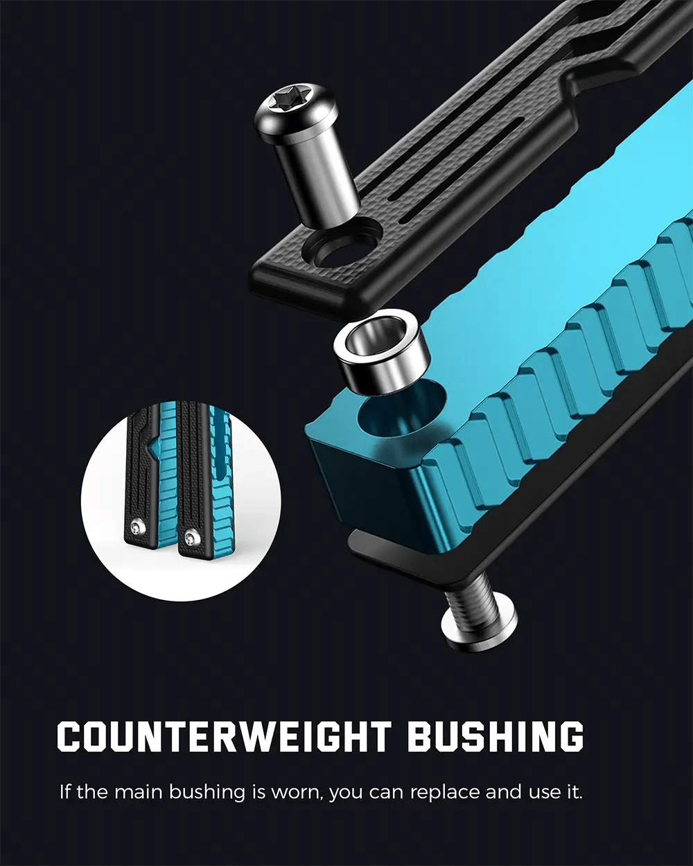 Nabalis Trident Butterfly Knife Balisong Trainer With 7075 Blue Aluminum and Black  G10 Handles-Counterweight Bushing at  the end of handles